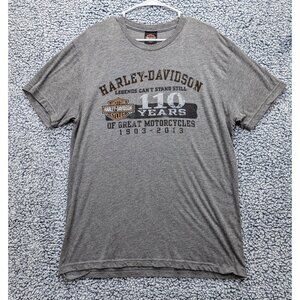 Harley Davidson Shirt Mens XL 110 Years Graphic Print Rochester NY Biker Gray